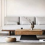 Дизайнерский журнальный стол квадратный с черным трапециевидным основанием Wokab варинант исполнения - 1 | Loft Concept в Воронеже