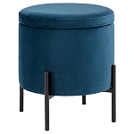 Синий пуф на черных ножках SANJAY варинант исполнения - 1 | Loft Concept в Воронеже