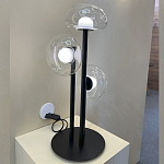 Настольная лампа с тремя прозрачными куполообразными плафонами и черным металлическим основанием Flos Wireline Lighting варинант исполнения - 5 | Loft Concept в Воронеже