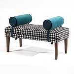 Банкетка Banquette PIED DE POULE с принтом гусиная лапка и синими подлокотниками  варинант исполнения - 2 | Loft Concept в Воронеже