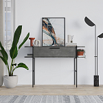 Консоль напольная серая с выдвижным ящиком и 2-мя полками с белой столешницей OTIS CONSOLE RETRO GRAY варинант исполнения - 1 | Loft Concept в Воронеже