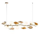 Люстра линейная на золотистом каркасе с белыми стеклянными плафонами Zest of Light варинант исполнения - 1 | Loft Concept в Воронеже