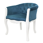 Кресло низкое в стиле прованс Louis French Armchair white and blue velour варинант исполнения - 3 | Loft Concept в Воронеже