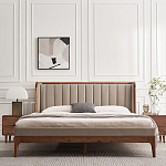 Кровать двуспальная с мягким изголовьем Moon Walnut Bed варинант исполнения - 3 | Loft Concept в Воронеже