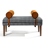 Банкетка Banquette PIED DE POULE Orange с принтом гусиная лапка Оранжевые валики варинант исполнения - 1 | Loft Concept в Воронеже