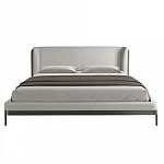 Кровать двуспальная серая с мягким изголовьем из экокожи и ткани Modern Look варинант исполнения - 3 | Loft Concept в Воронеже