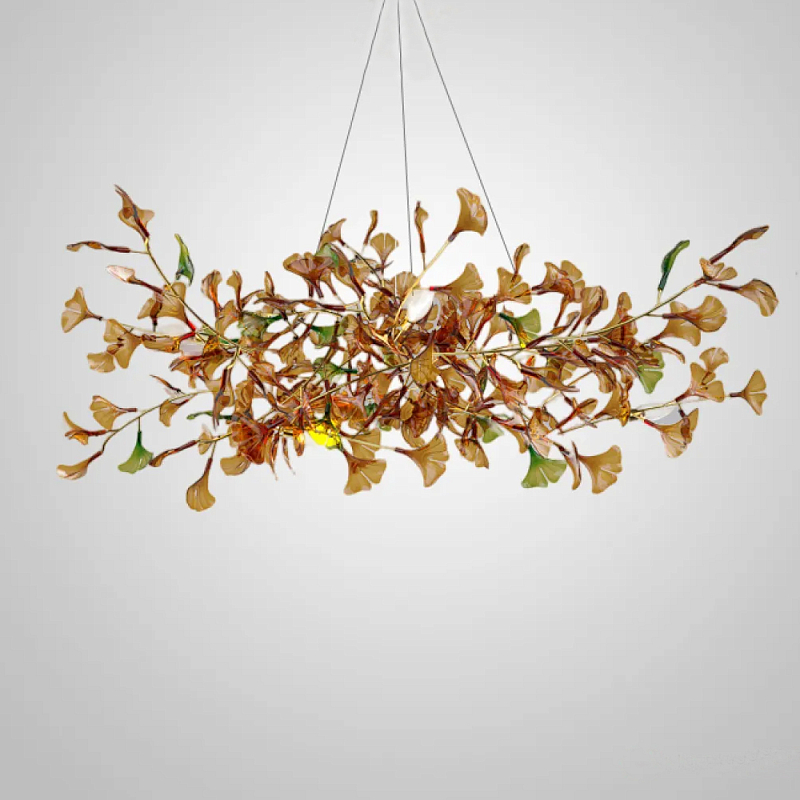 Люстра на ветвистом каркасе с листьями Horizontal Amber Floral Chandelier L Янтарный Латунь Люстра на ветвистом каркасе с листьями Horizontal Amber Floral Chandelier L Янтарный Латунь в Воронеже | Loft Concept