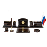 Настольный письменный набор с часами из природного камня обсидиана  Gift for Manager варинант исполнения - 1 | Loft Concept в Воронеже