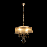 Люстра подвесная круглая с тканевым полупрозрачным абажуром и подвесками 4 лампы Gilded Elegance варинант исполнения - 1 | Loft Concept в Воронеже