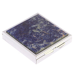 Таблетница карманная квадратная с 4-мя отделениями с зеркалом и накладкой из натурального камня Содалит Silver Stone Pillboxes варинант исполнения - 1 | Loft Concept в Воронеже