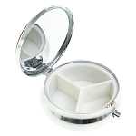 Таблетница карманная круглая с 3-мя отделениями с зеркалом и накладкой из натурального камня Апатит Желтый Silver Stone Pillboxes варинант исполнения - 2 | Loft Concept в Воронеже