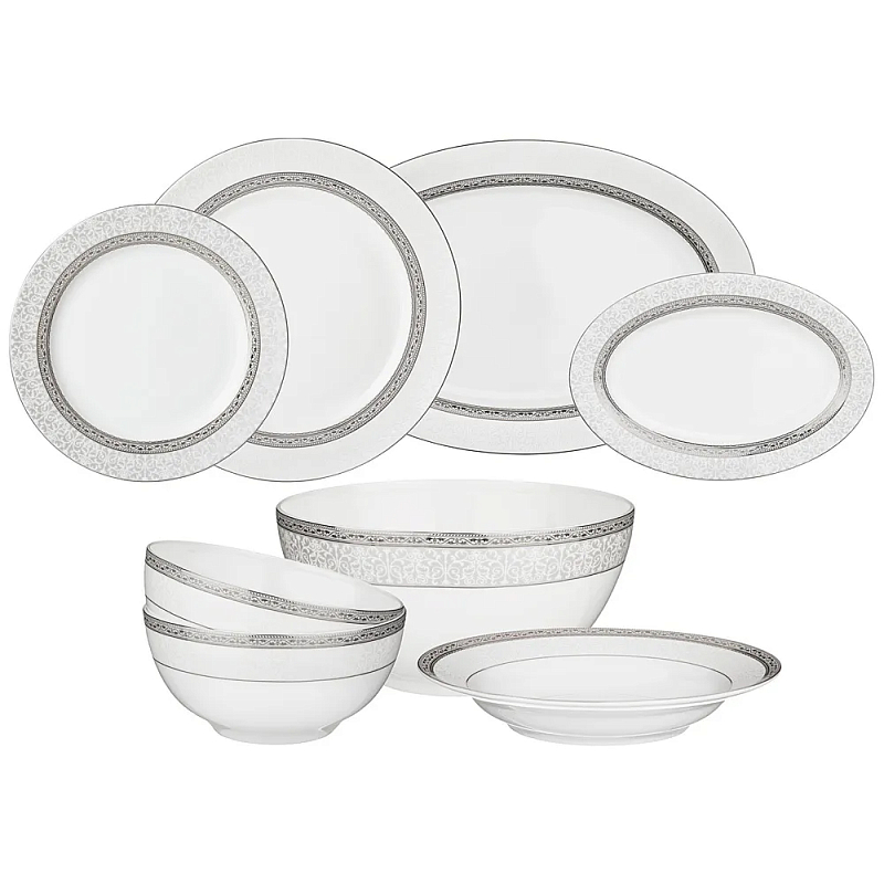 Обеденный сервиз белого цвета из фарфора на 6 персон 23 предмета Royal Porcelain Collection Белый Серый Обеденный сервиз белого цвета из фарфора на 6 персон 23 предмета Royal Porcelain Collection Белый Серый в Воронеже | Loft Concept