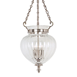 Подвесной светильник цвета никель с прозрачным ребристым стеклянным плафоном в классическом стиле Elstead Lighting варинант исполнения - 1 | Loft Concept в Воронеже