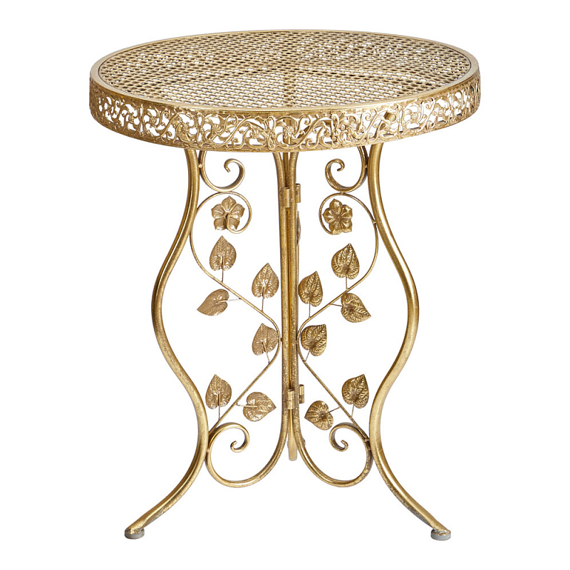 Столик приставной золотистый с орнаментом на столешнице Tanzania Золотой в Воронеже | Loft Concept 