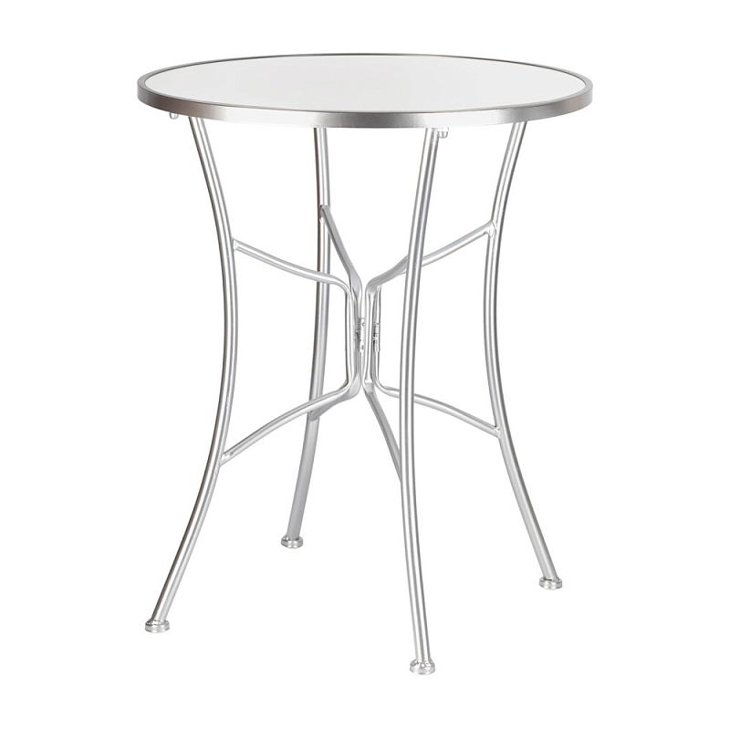Столик приставной с круглой столешницей на серебристом основании Scenical Table Белый Серебристый в Воронеже | Loft Concept 