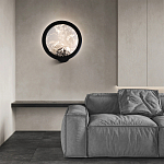 Светодиодное бра круглой формы с металлической рамой черного цвета Marble Glow варинант исполнения - 3 | Loft Concept в Воронеже