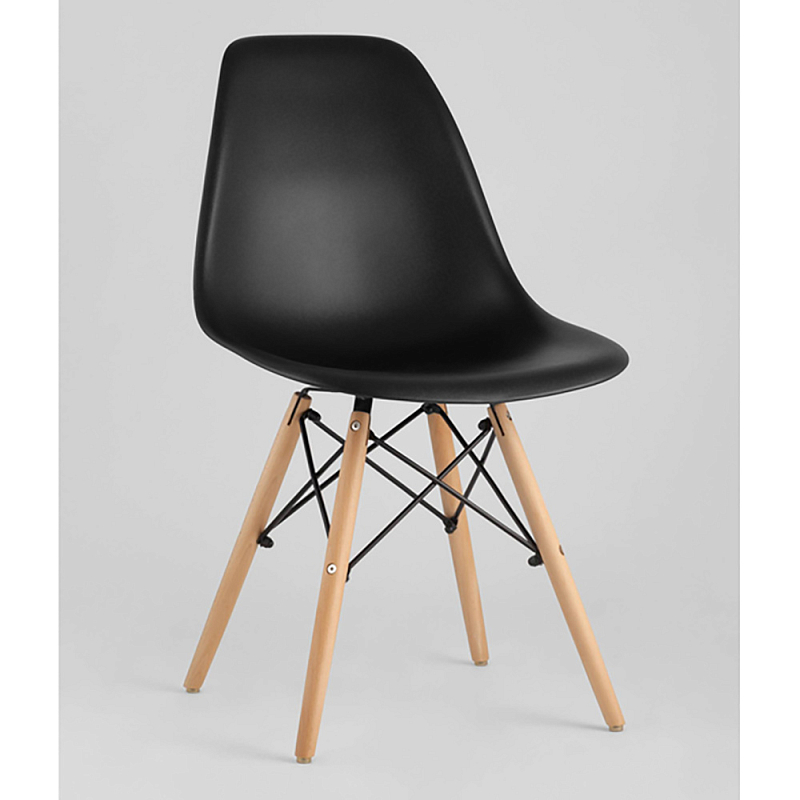 Пластиковый стул на ножках из массива бука Eames Black Черный Древесина Пластиковый стул на ножках из массива бука Eames Black Черный Древесина в Воронеже | Loft Concept