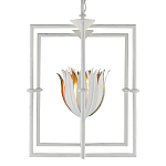 Люстра белая прямоугольная с абажурами в виде цветков тюльпана White Tulips варинант исполнения - 3 | Loft Concept в Воронеже