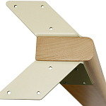 Обеденный стол с прямоугольной бежевой столешницей из стекла на 4-х деревянных ножках Beige Marble варинант исполнения - 5 | Loft Concept в Воронеже