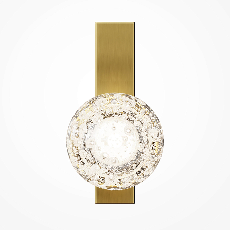 Бра с плафоном из прозрачного стекла с пузырьками воздуха Effervia Латунь Прозрачное Стекло в Воронеже | Loft Concept 
