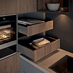 Комбинированный кухонный гарнитур сине-серого цвета с фасадом под дерево Benjamin Kitchen Set варинант исполнения - 2 | Loft Concept в Воронеже