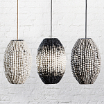 Подвесной светильник вертикальной овальной формы украшенный белыми круглыми бусинами Gradient Oval Pendant Lamp White варинант исполнения - 6 | Loft Concept в Воронеже