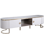 Тумба под телевизор белая овальная с мраморной столешницей Thoroughbass варинант исполнения - 1 | Loft Concept в Воронеже