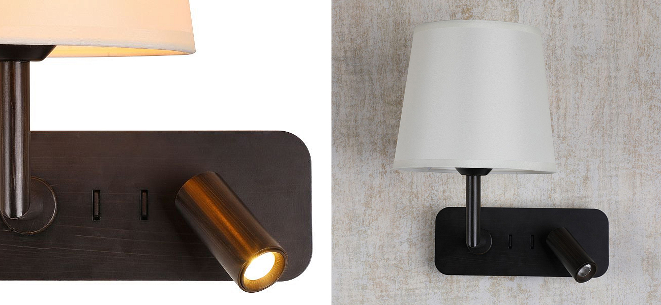 Бра с абажуром Trumpet Lamp Black 2 лампы Бра с абажуром Trumpet Lamp Black 2 лампы - Loft-Concept в Воронеже