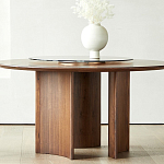 Стол обеденный круглый с двойной столешницей Walnut Wood Table варинант исполнения - 4 | Loft Concept в Воронеже