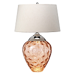 Настольная лампа с фактурным стеклянным основанием красного цвета с хромированной деталью у горловины и белым абажуром из искусственного шёлка Elstead Lighting варинант исполнения - 1 | Loft Concept в Воронеже