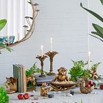 Подсвечник в форме пальмы с резными листьями и текстурным основанием Golden palm leaves варинант исполнения - 4 | Loft Concept в Воронеже