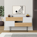 Комод c 2-мя белыми дверцами и 2-мя выдвижными ящиками цвета древесины EROS CONSOLE OAK WHITE варинант исполнения - 1 | Loft Concept в Воронеже
