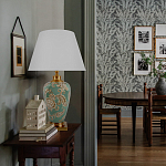 Настольная лампа бирюзовая с цветочным принтом Turquoise Flight варинант исполнения - 5 | Loft Concept в Воронеже