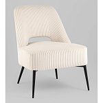 Кресло лаунж Бостон велюр рельефный молочный на черных ножках варинант исполнения - 1 | Loft Concept в Воронеже