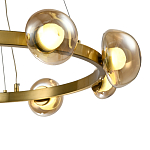 Люстра подвесная светодиодная с 9-ю круглыми плафонами коньячного цвета Iona Chandelier Brass  варинант исполнения - 3 | Loft Concept в Воронеже