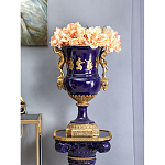 Ваза темно-синего цвета из фарфора с бронзовыми ручками в виде фигур Eden Garden porcelain and bronze варинант исполнения - 8 | Loft Concept в Воронеже