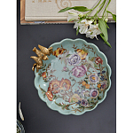 Блюдо из голубого фарфора с бронзовой птичкой Blue Garden варинант исполнения - 5 | Loft Concept в Воронеже