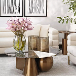 Дизайнерский журнальный стол с круглой столешницей на 3-х геометрических ножках Lehumod варинант исполнения - 3 | Loft Concept в Воронеже