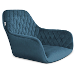 Барный стул со спинкой и подлокотниками на 4-х деревянных ножках Douglas Rhombus Синий Велюр варинант исполнения - 2 | Loft Concept в Воронеже