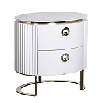 Тумбочка белая овальная с мраморной столешницей Thoroughbass варинант исполнения - 1 | Loft Concept в Воронеже