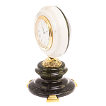 Часы настольные бронзовые из натуральных камней Мрамор и Змеевик Stone Clock варинант исполнения - 5 | Loft Concept в Воронеже