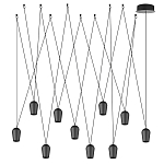 Подвесной светильник черными плафонами на длинных пересекающихся тросах Construction варинант исполнения - 7 | Loft Concept в Воронеже