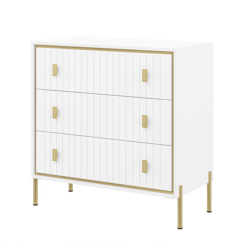 Комод белый глянцевый с тремя ящиками Antique Order Белый Золотой в Воронеже | Loft Concept 