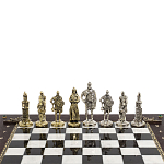 Шахматы в ларце из натуральных камней Долерит Малахит Мрамор Decorative Thematic Chess Русь варинант исполнения - 4 | Loft Concept в Воронеже