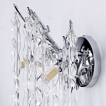 Бра цвета хром с ветвями и прозрачными стеклянными подвесками в виде вытянутых спиральных капель Droplet Chandelier варинант исполнения - 6 | Loft Concept в Воронеже