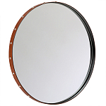 Зеркало овальное в металлической раме с кожаной отделкой Loft in Reflection варинант исполнения - 1 | Loft Concept в Воронеже