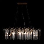 Люстра подвесная прямоугольная с бронзовыми акцентами и прозрачными стеклянными каплями Droplet Chandelier варинант исполнения - 2 | Loft Concept в Воронеже