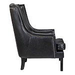 Кресло из натуральной кожи на 4-х деревянных ножках из массива бука Daniel Leather Armchair black варинант исполнения - 2 | Loft Concept в Воронеже
