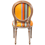 Стул бежевый в разноцветную полоску из натурального бука с изображением птиц и цветов Blooming Red Blue Birds Colorful Stripes Chair варинант исполнения - 3 | Loft Concept в Воронеже