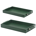 Комплект из двух прямоугольных подносов зеленого цвета Serpent варинант исполнения - 2 | Loft Concept в Воронеже